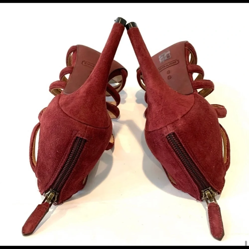 Coach "Lavania" Genuine Suede Cage Heels - Picture 6 of 9